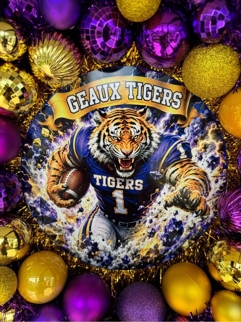 Geaux Tigers Purple & Gold Holiday Wreath